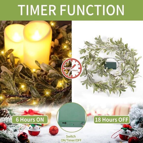 6FT Prelit Christmas Garland, Flocked Garland Home Decoration New - Picture 6 of 7